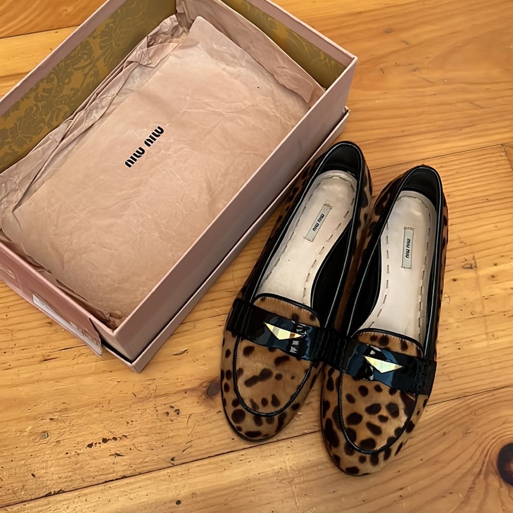 MIU MIU St. Leopardo Loafers size 38.5